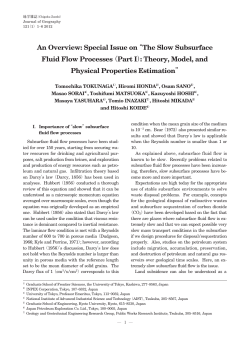 An Overview: Special Issue on&ldquo; The Slow Subsurface Fluid Flow