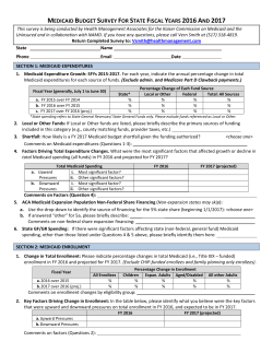 medicaid budget survey for state fiscal years 2016 and 2017