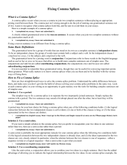 Fixing Comma Splices - Advice on Academic Writing