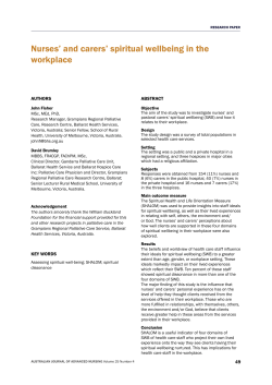 Nurses` and carers` spiritual wellbeing in the workplace