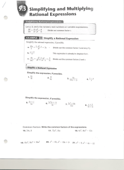 Simplifying and Multiplying Rational Expressions - Parkway C-2