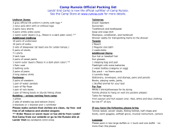 Camp Runoia Official Packing list