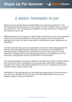 Shape Up For Summer 6 WEEK TRAINING PLAN