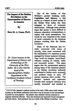 The Impact of the Haitian Revolution on the Emancipation of Slavery in