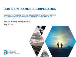 Dominion Diamond Corporation Jay Feasibility Study Results