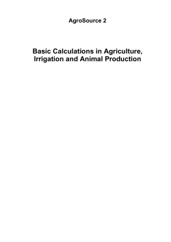 Basic Calculations in Agriculture, Irrigation and Animal Production