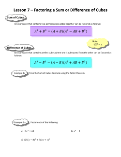 Lesson 7 &ndash; Factoring a Sum or Difference of Cubes