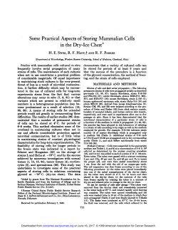 Some Practical Aspects of Storing Mammalian