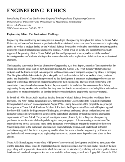 Ethics and Professionalism In Engineering