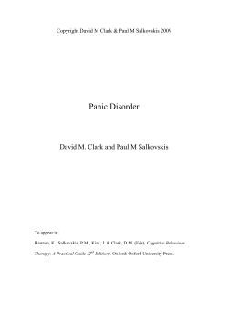 Panic Disorder - Health Education England