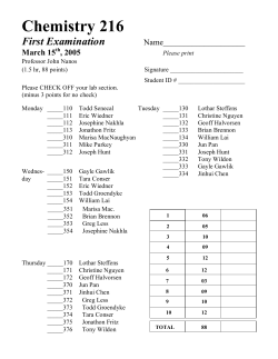 Chemistry 216 First Examination