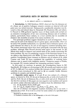 DISTANCE SETS IN METRIC SPACES 2.2. A = I>1