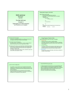 Debugging your SAS programs
