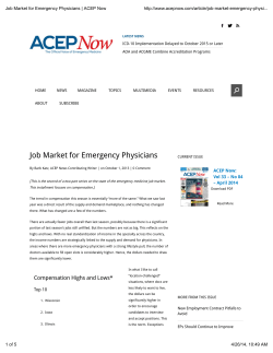 Job Market for Emergency Physicians | ACEP Now