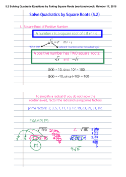 5.2 Solving Quadratic Equations by Taking Square Roots (work