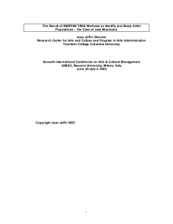 methods to identify and study artist populations &ndash; The case of jazz