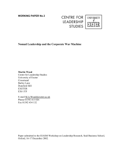 Nomad Leadership and the Corporate War Machine