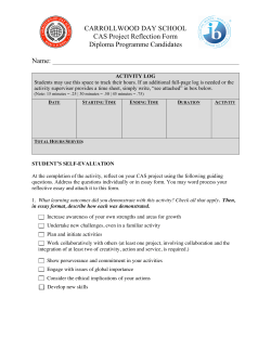 CAS Project Reflection Form Diploma Programme