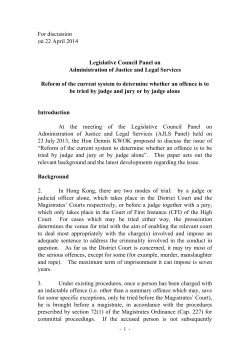 Administration`s paper for the Legislative Council Panel on