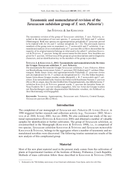Taxonomic and nomenclatural revision of the Taraxacum