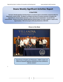 Deans Weekly Significant Activities Report