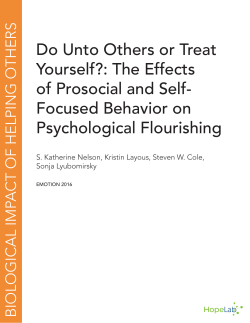 Do Unto Others or Treat Yourself?