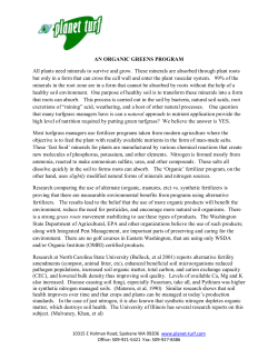 AN ORGANIC GREENS PROGRAM All plants need