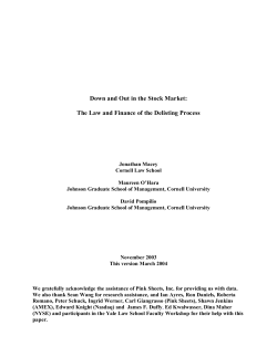 Down and Out in the Stock Market - Berkeley-Haas