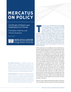 Certificate-of-Need Laws: Implications for Florida