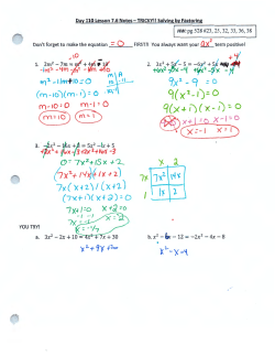 Day 110 Notes - Applications of Factoring