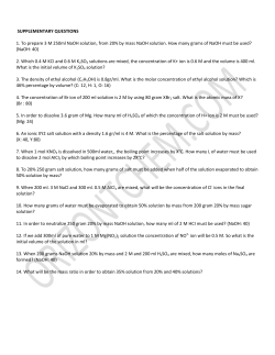 SUPPLEMENTARY QUESTIONS 1. To prepare 3 M 250ml NaOH