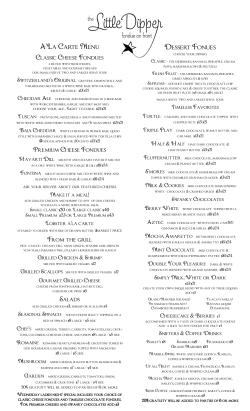 A`La Carte Menu Dessert Fonues