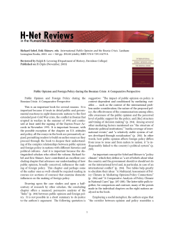 Public Opinion and Foreign Policy during the Bosnian Crisis - H-Net