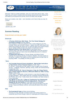 Summer Reading - Compass Planning Associates