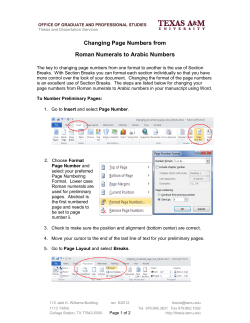 Changing Page Numbers from Roman Numerals to Arabic