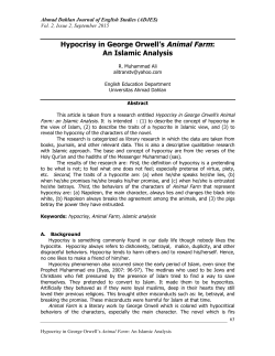 Hypocrisy in George Orwell`s Animal Farm: An Islamic Analysis