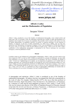 Alfred J.Lotka and the Mathematics of Population