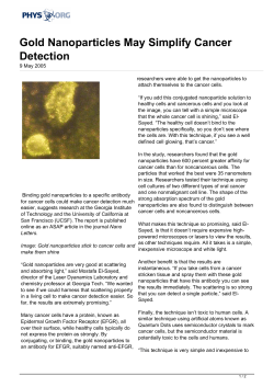 Gold Nanoparticles May Simplify Cancer Detection