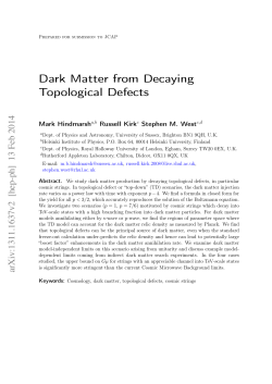 Dark Matter from Decaying Topological Defects