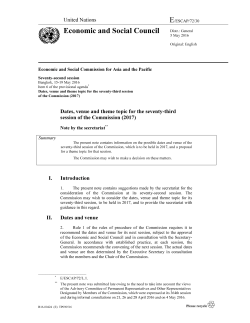 Dates, venue and theme topic for the seventy