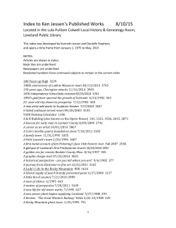 Index to Ken Jessen`s Published Works, 1975-2015