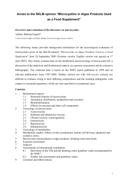 Annex to the SKLM opinion "Microcystins in Algae Products