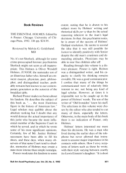 Book Reviews THE ESSENTIAL HOLMES. Edited by A Posner