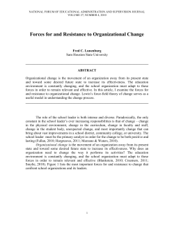 Forces for and Resistance to Organizational Change