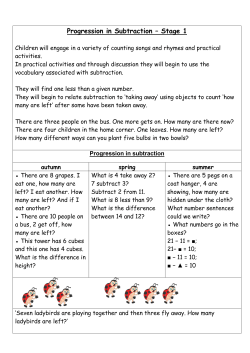 maths progression in subtraction