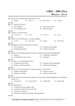 BIOLOGY &ndash; SET A - Amity University