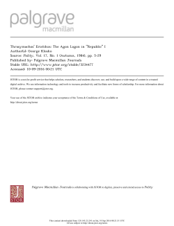 Thrasymachos` Eristikos: The Agon Logon in "Republic"