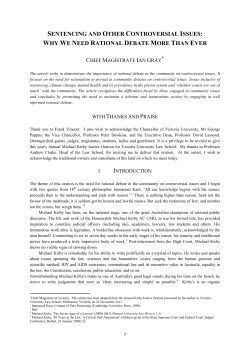 sentencing and other controversial issues: why we need