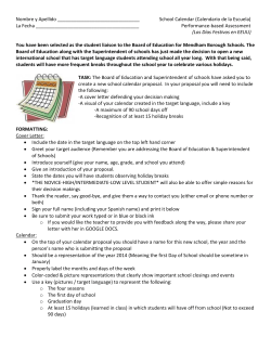 School Calendar (Calendario de la Escuela)