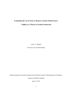 Evaluating the Use of Tests to Measure Teacher Effectiveness
